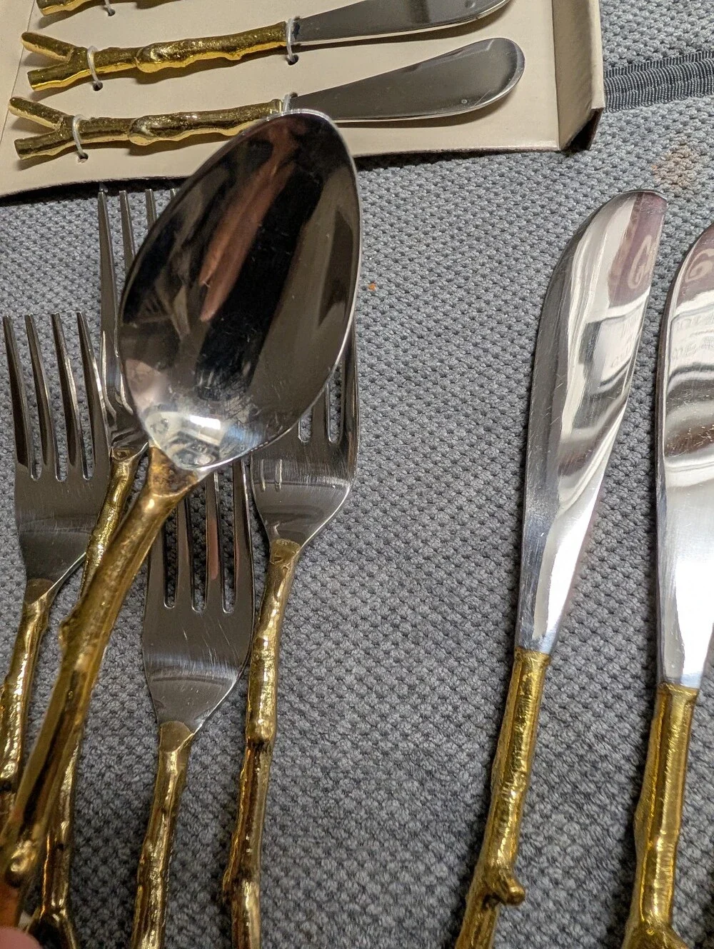 Pier 1 Imports Golden Arbor Flatware Twig Branch 4 People Piece Place Setting